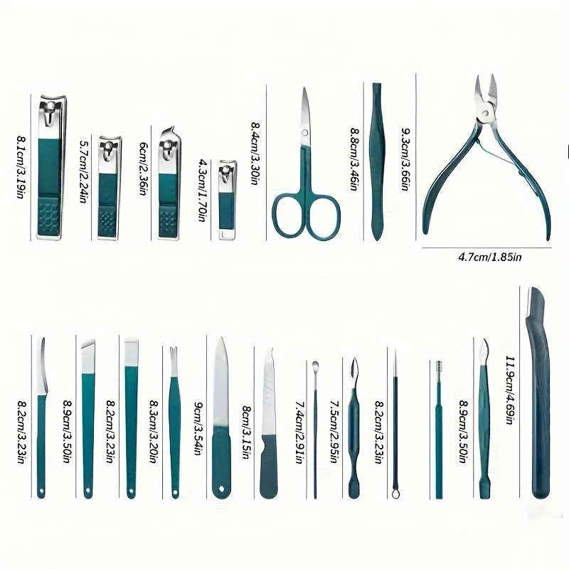 Trousse de manucure et pédicure professionnelle 7/10/12/18 pièces en acier inoxydable, ensemble de coupe-ongles avec étui de voyage