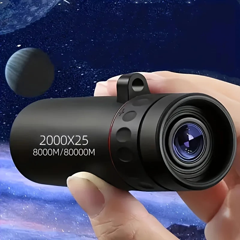 Monoculaire télescope HD 2000X25, compact et portable, idéal pour les voyages, la randonnée, la pêche, le camping, l'observation des étoiles, les concerts et l'observation des oiseaux