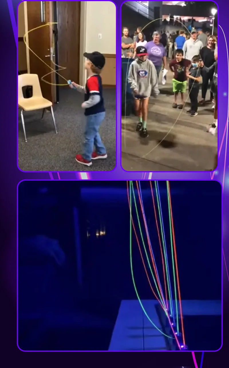USB Rechargeable Glow String Launcher Toy Luminous Rope Shooter ABS Decompression Fidget Toy 3M Yarn for Kids Adults Party Gift