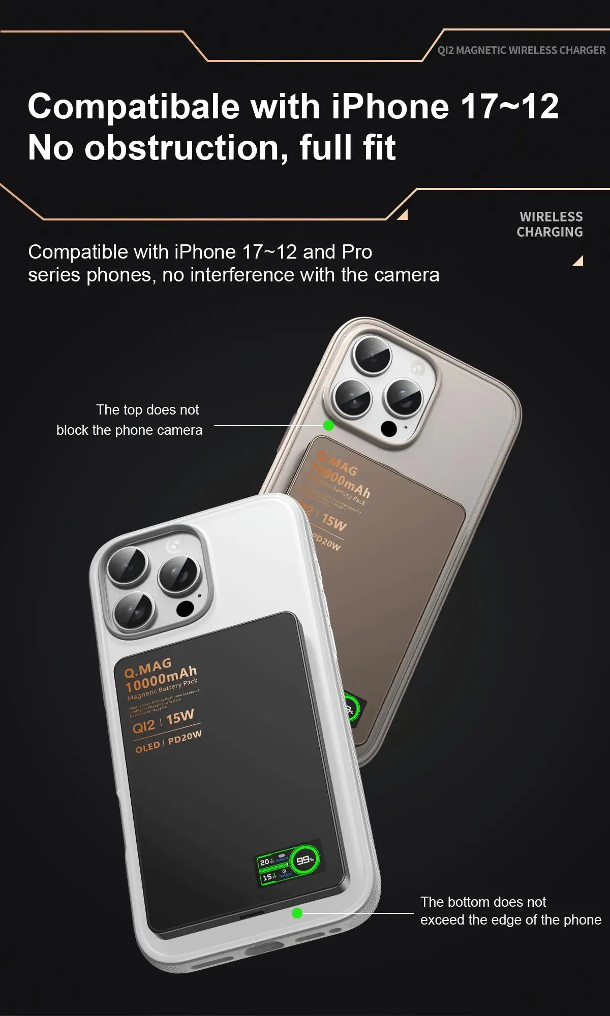 QI 2.1 Magnetic Powerbank Wireless Fast Charing Spare Portable External Battery for iPhone 12-17 Pro Watch Airpods 5000/10000mAh - Shoppiline