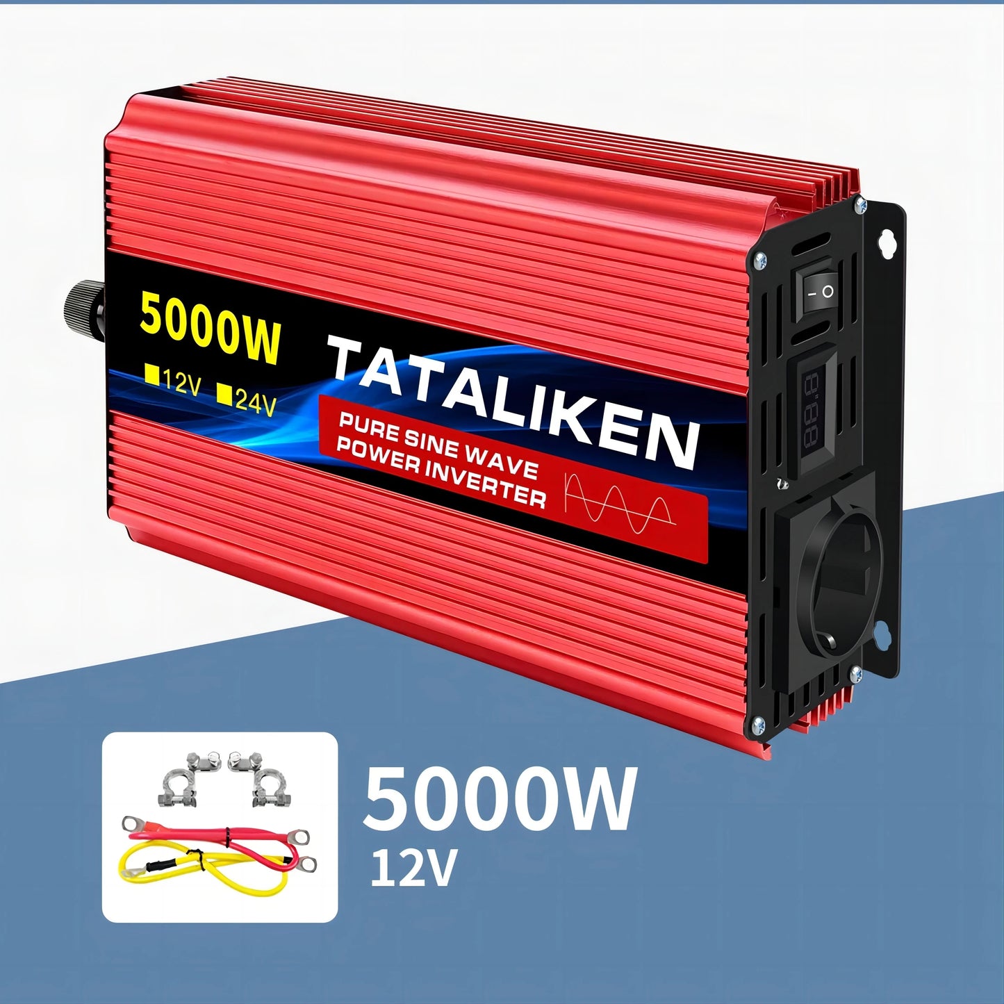 Inverter Pure Sine Wave  2500W/3500W/4500W/5000WDC 12V/24V to AC 220V 230V Voltage Transfer Converter Charging Adapter EU Socket - Shoppiline