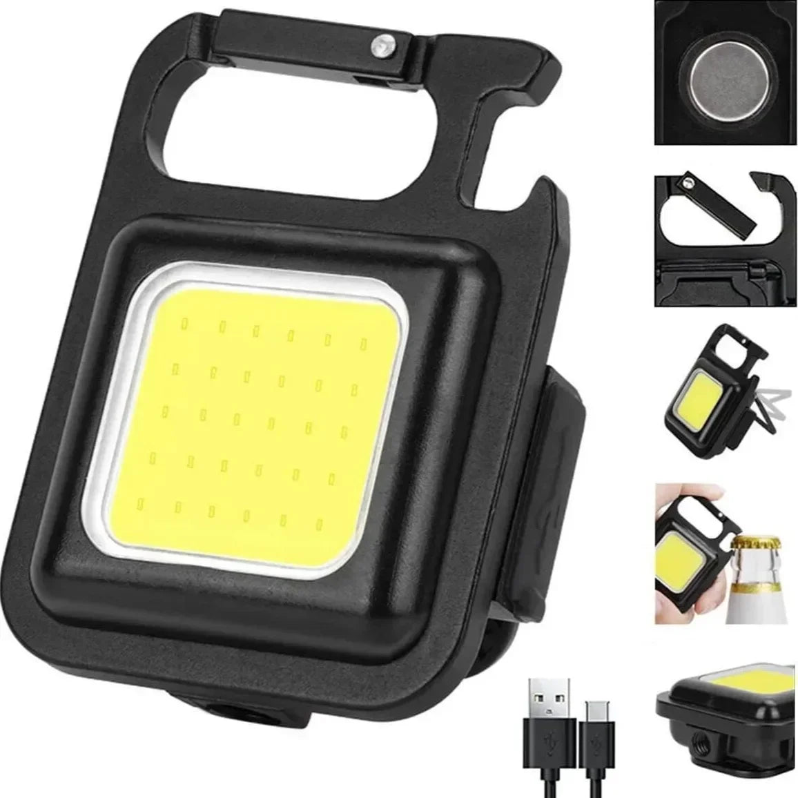 Multi-Function COB Rechargeable Camping Light Keychain Portable High Bright Emergency Mini Light for Outdoor Activities