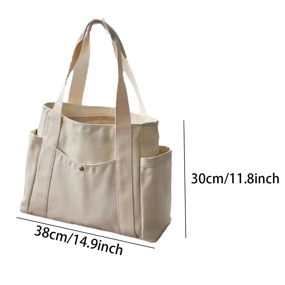 Große Kapazität Canvas Tragetaschen für Arbeit Pendeln Tragetasche College Stil Student Outfit Buch Umhängetasche Einkaufstasche