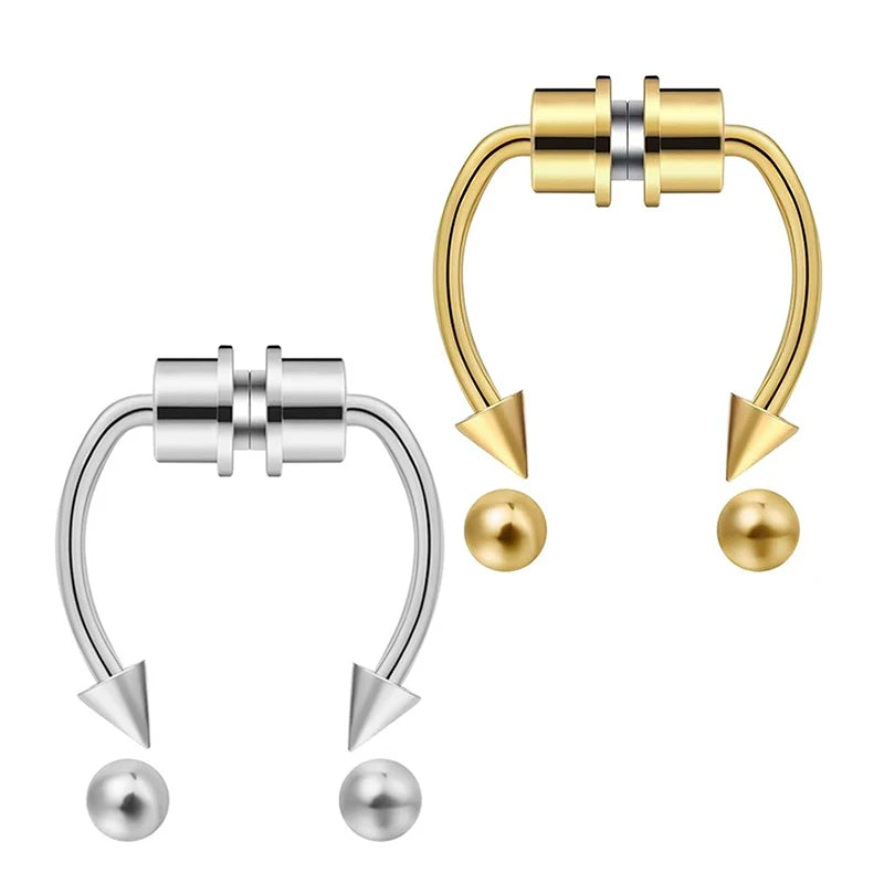 2Pcs or 5Pcs Magnet Nose Ring Stainless Steel Horseshoe Ring Nose Clip Non-pierced Nose Hoop Magnetic Nose Nail piercing nariz