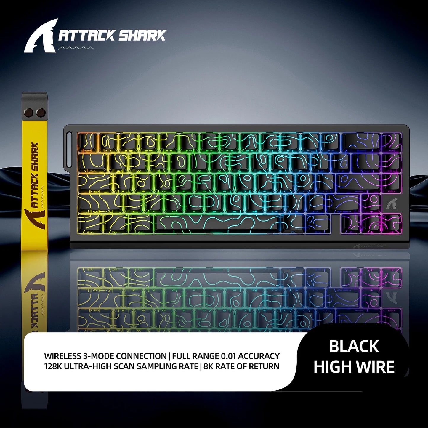 X68HE ATTACK SHARK X68PRO RGB Magnetic Mechanical Keyboard 0.01mm RT Accuracy 128K Rate 0.125ms and 8000Hz for E-sports