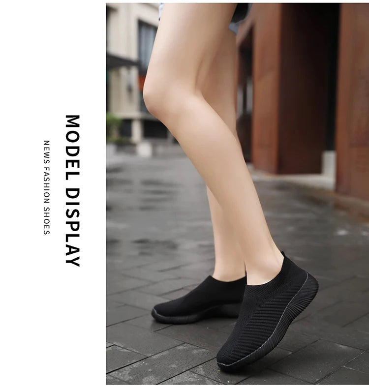 Women Vulcanized Shoes High Quality Women Sneakers Slip On Flats Shoes Women Loafers Plus Size 43 Walking Flat