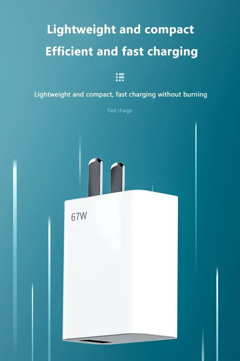 USB GaN Charger Total 67W Fast Charging Wall Phone Adapter 6A USB TypeC Cable Quick Charge 3.0 Plug For iPhone Samsung Xiaomi