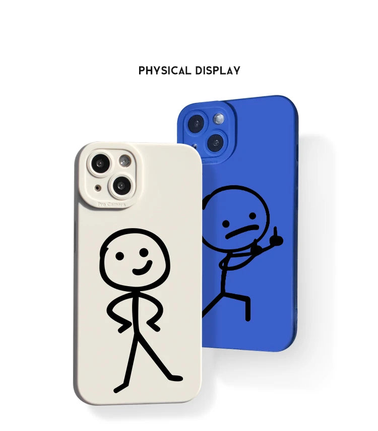 Cartoon Matchman Phone Case For iPhone 11 12 13 14 15 Pro Max XR XS X 7 8 Plus SE 2020 Shockproof Matte Soft TPU Silicone Cover