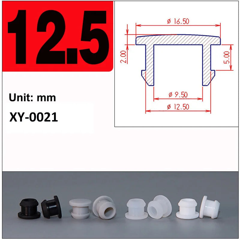 Silicone Rubber Caps T Type Plug Cover Snap-on Gasket Blanking End Seal Stopper 2.5mm-15mm Black/White/Gray/Transparent