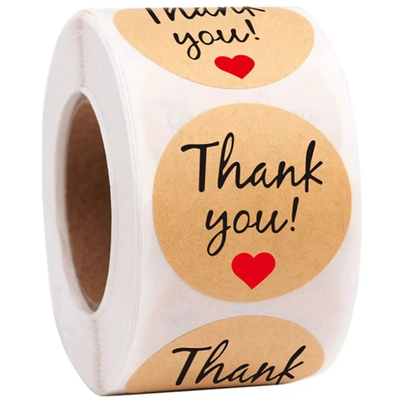 500 Pcs Baking Kraft Paper Heart Shape Labels for Packaging, Envelope Seals, Small Business, Wedding, Birthday, Party Gift Wrap