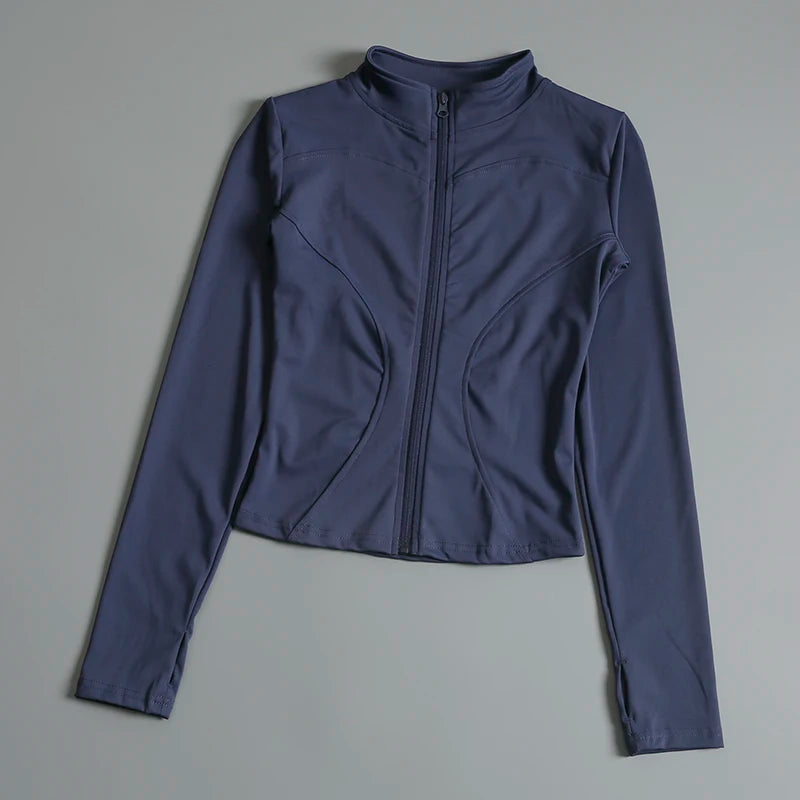 Slim Fit Sports Jacket Stand Collar Zipper Coat Sports Fitness Yoga Clothing Plus Velvet Jacket Slimming Quick-drying Top Suit