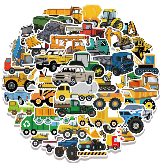 10/30/50pcs Funny Engineering Vehicle Truck Stickers Decal Skateboard Laptop Luggage Phone Car Bike Waterproof Sticker Kid Toy