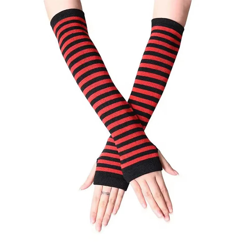 Y2K Women Party Daily Wear Long Arm Gloves Elbow Length Knitted Arm Warmers Fashion Stretchy Wristband Sleeves