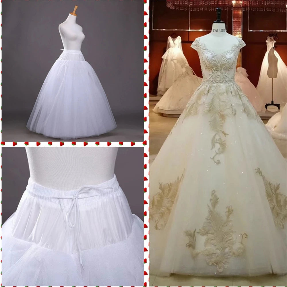 Jupon de robe de mariée 4 couches blanc sans cerceaux Crinoline Jupon de bal de mariée Jupe doublée femme Robe de soirée Jeu de rôle