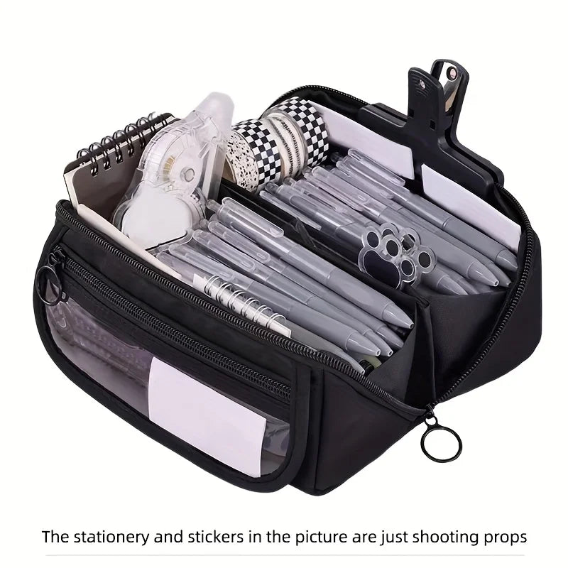 Large Capacity Pencil Case Organizer - Multi-Compartment Desktop Storage for School & Office Supplies ( Pink/Purple/Black) - Shoppiline