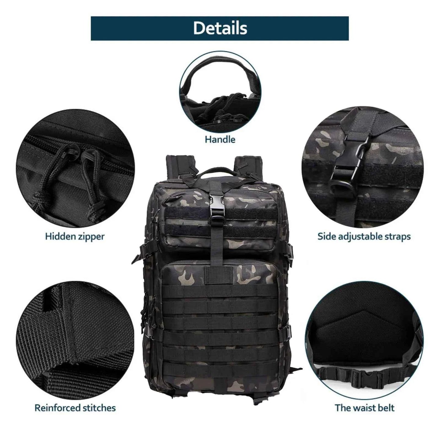 25L/50L Sturdy Nylon Waterproof Tactical Sports Trekking Fishing Hunting Camping Hiking Bag Backpack Outdoor Rucksacks