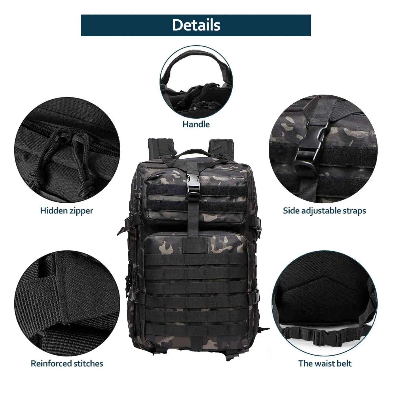 25L/50L Sturdy Nylon Waterproof Tactical Sports Trekking Fishing Hunting Camping Hiking Bag Backpack Outdoor Rucksacks