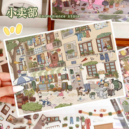 Kawaii convenience store 3D Childhood memories Landscape Sticker DIY Pocket Cabin Scene Halloweengifts