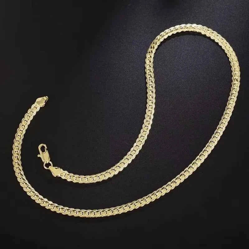 18K Gold/925 Sterling Silver 6mm Full Sideways Necklace 8/18/20/24 Inch Chain For Woman Men Fashion Wedding Engagement Jewelry