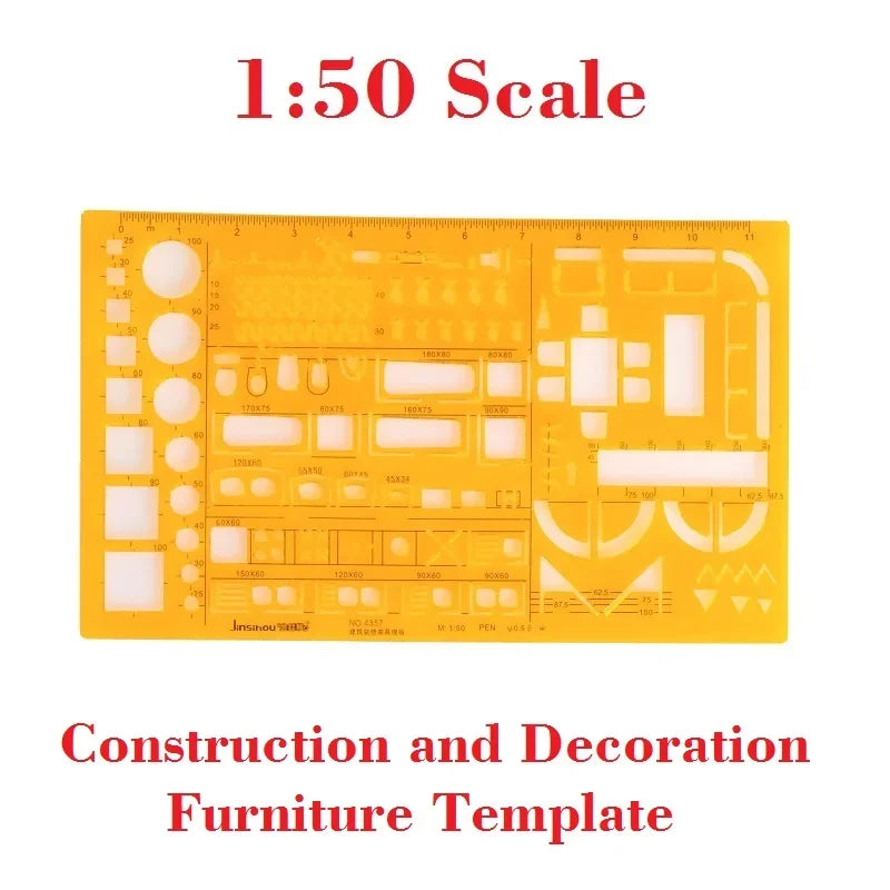 1:50 Scale Architect Drawing Template House Plan Interior Design Decoration Furniture Building Formwork Stencils Drafting Tools