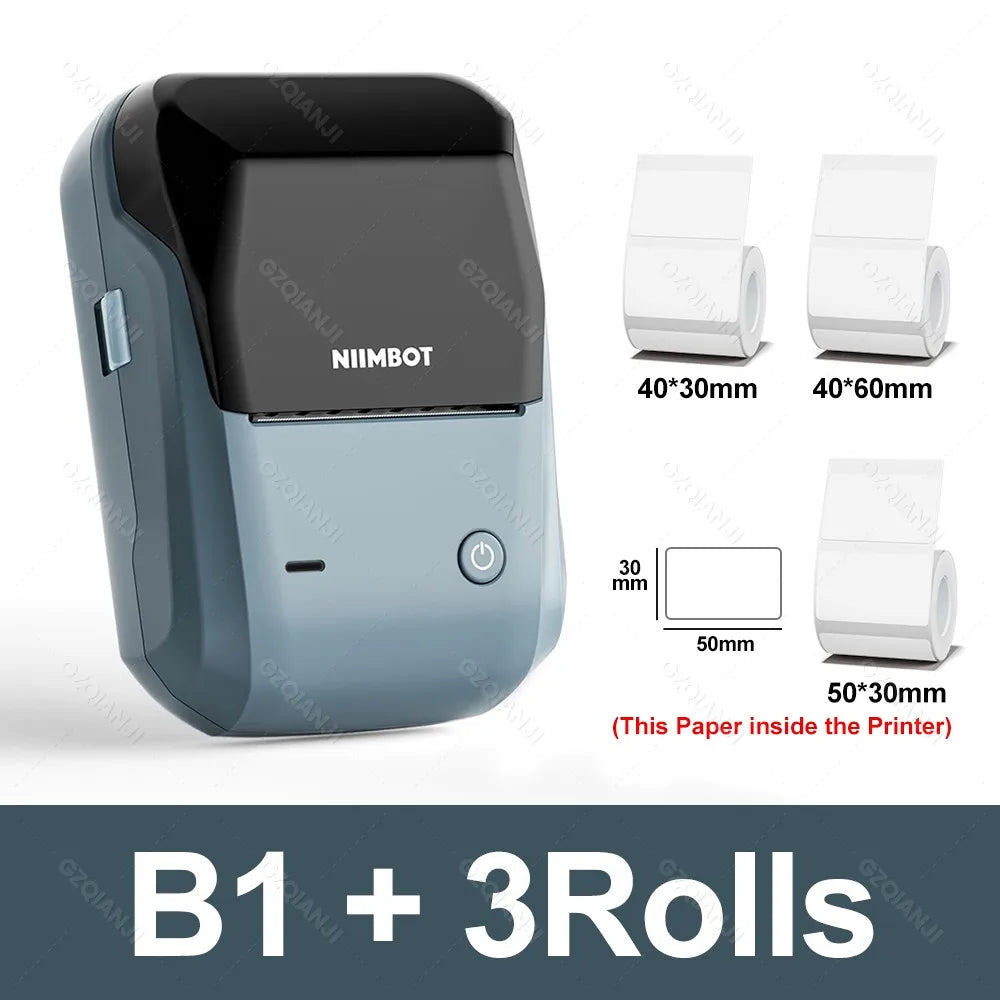 NIIMBOT B1 Portable Thermal Printer With Tapes 2 Inch Adhesive Label Machine Mini Bluetooth Sticker Maker Waterproof Labels Roll - Shoppiline