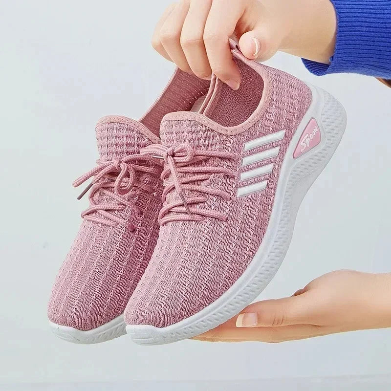 New 2025 Trendy Women's Mesh Low-Top Running Sneakers with Air Mesh for Spring and Summer Women Flat Shoes