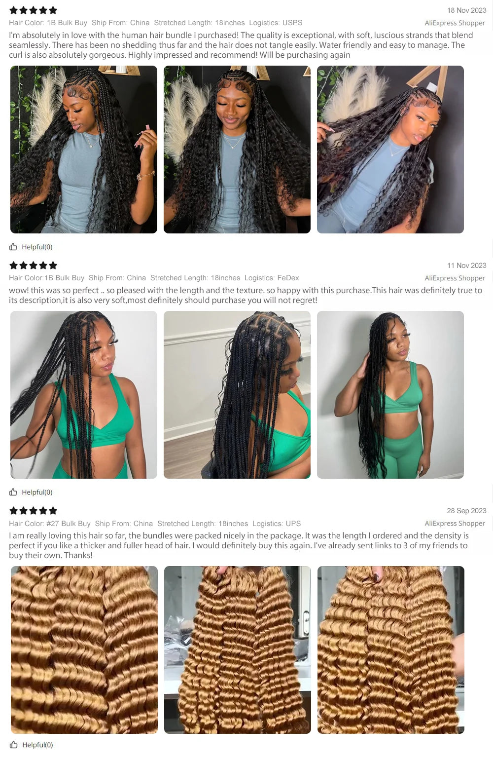 2 paquets de cheveux humains pour tresses bohèmes, 14 pouces 100G 10A, cheveux brésiliens vierges ondulés en vrac pour tresser