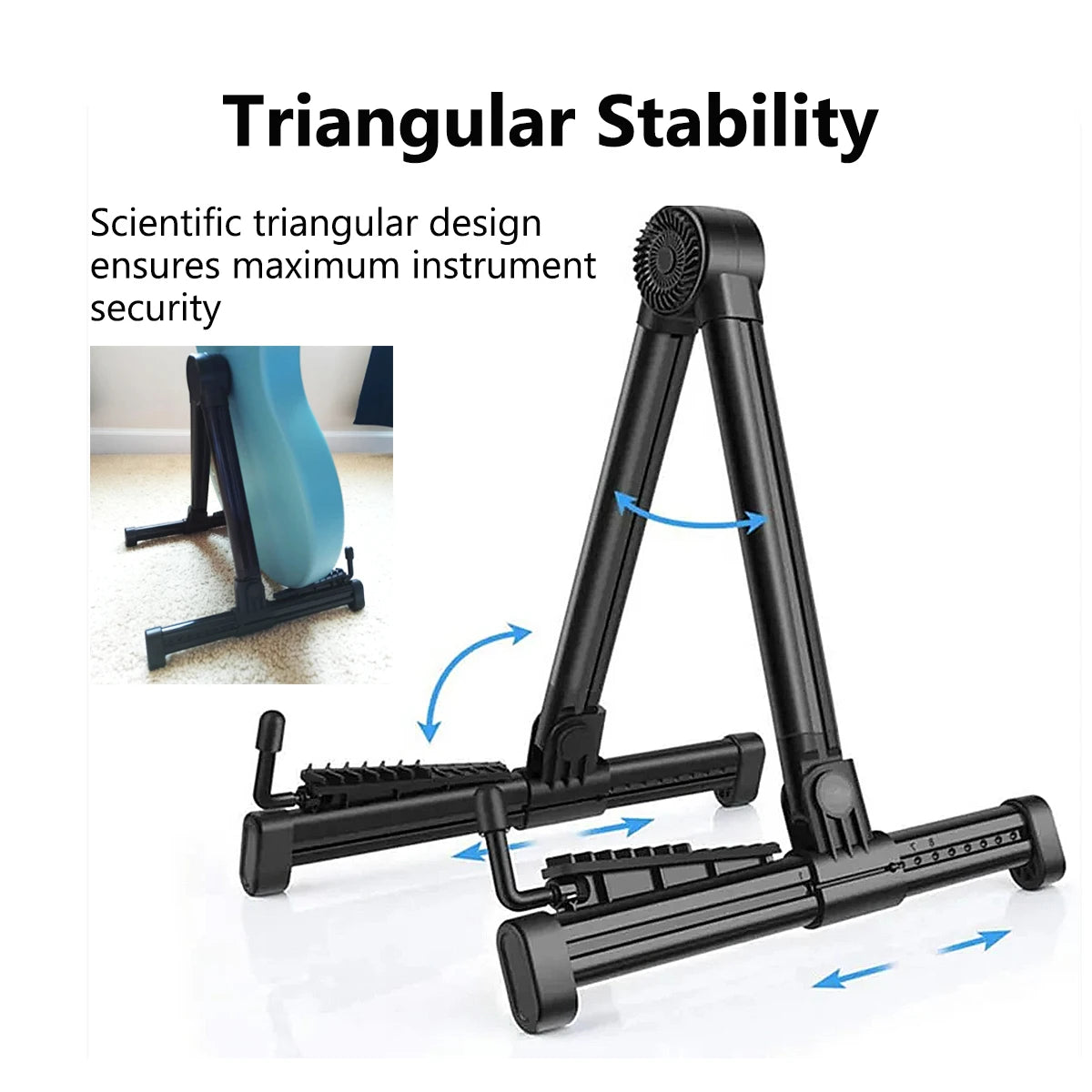 Miwayer Adjustable Universal Guitar Stand - Foldable ABS/Silicone Holder for Acoustic/Electric Guitar, Ukulele, Violin & Banjo