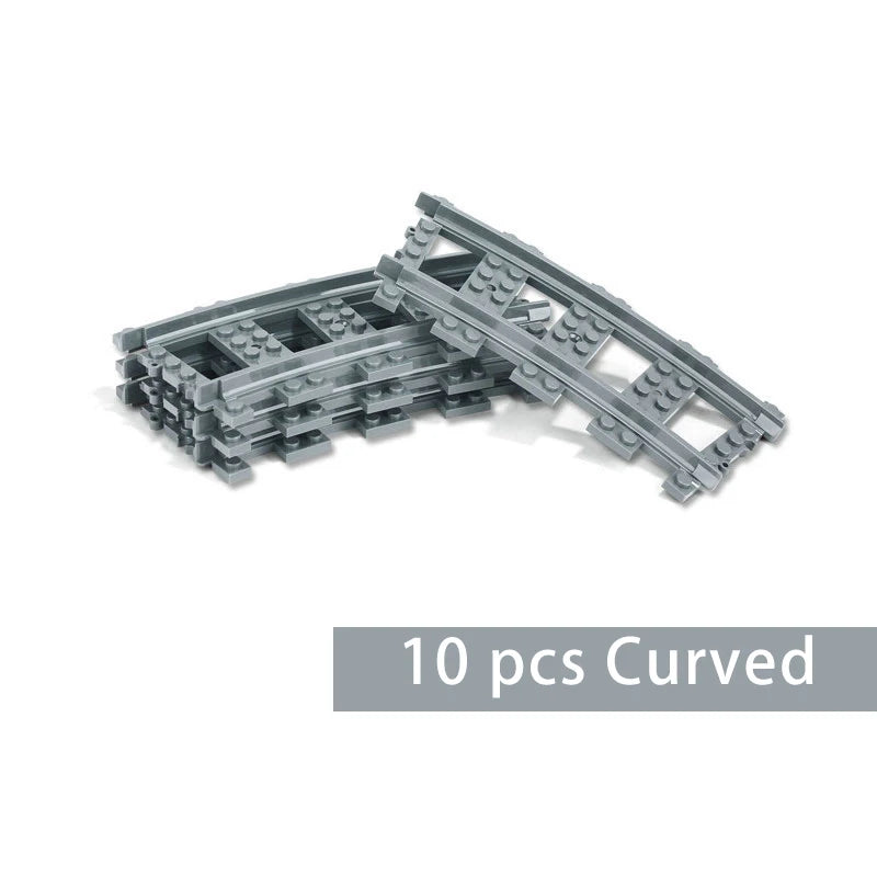 Straight Train Tracks Curved Accessories Car Blocks Building Sets DIY 10-100 Pcs Kids Toys MOC Bricks City Switch Rail Crossing