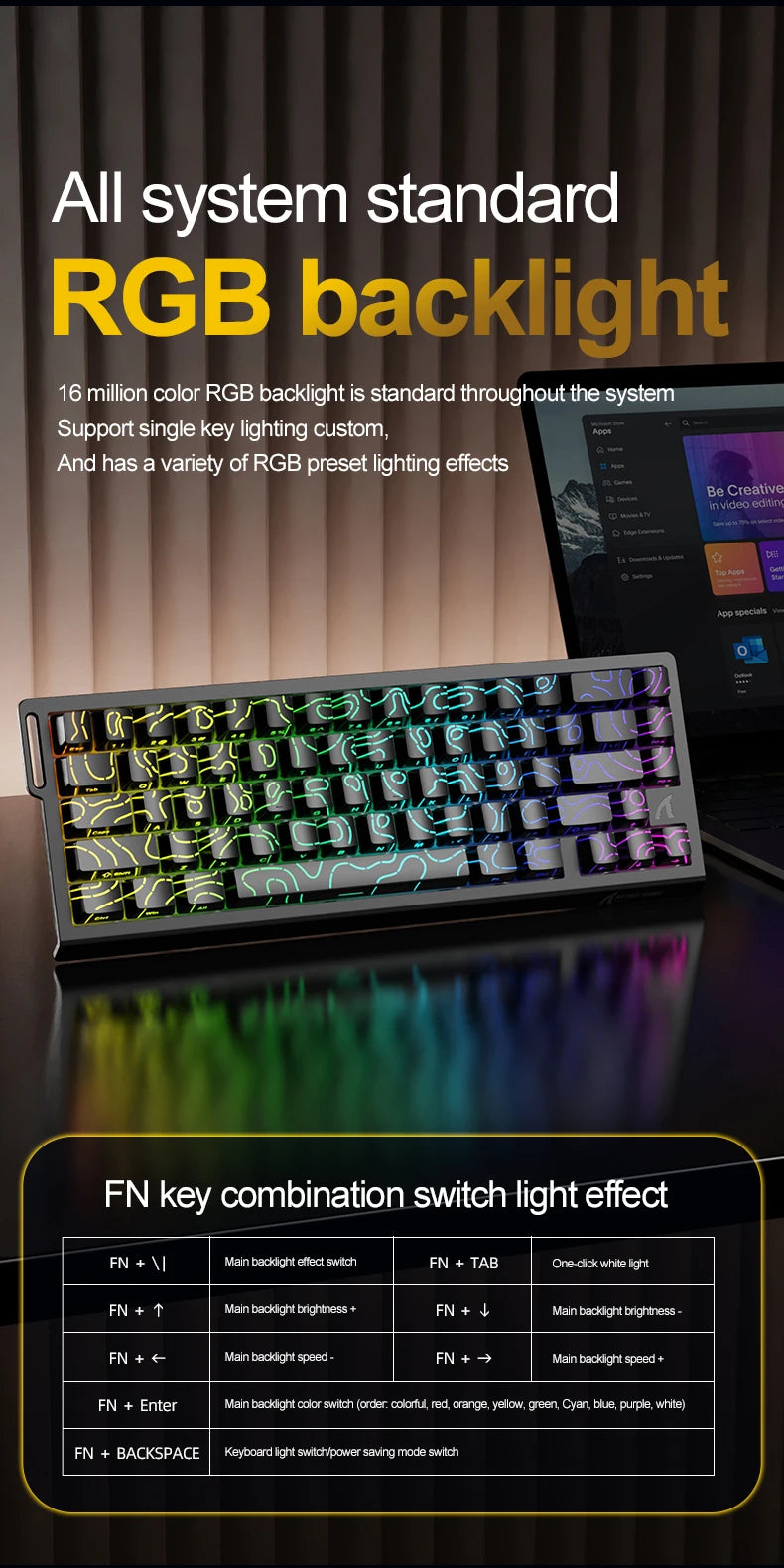 X68HE ATTACK SHARK X68PRO RGB Magnetic Mechanical Keyboard 0.01mm RT Accuracy 128K Rate 0.125ms and 8000Hz for E-sports