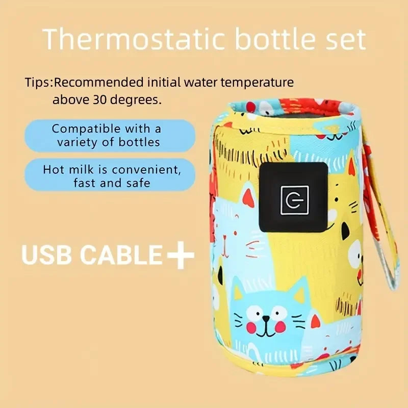 USB-Milch- und Wasserwärmer, isolierte Kinderwagentasche für unterwegs, Babyflaschenwärmer, tragbarer Flaschenwärmer, Weihnachten, Halloween
