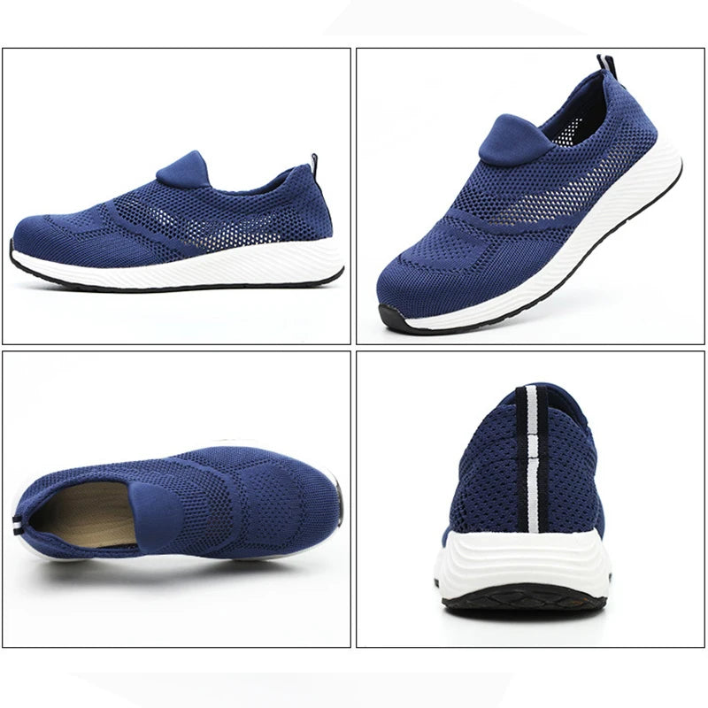 Breathable Safety Shoes Man Steel Toe Anti-Puncture Reinforced Sole Men's Work Shoes Lightweight Slip Resistant Safety Sneaker - Shoppiline