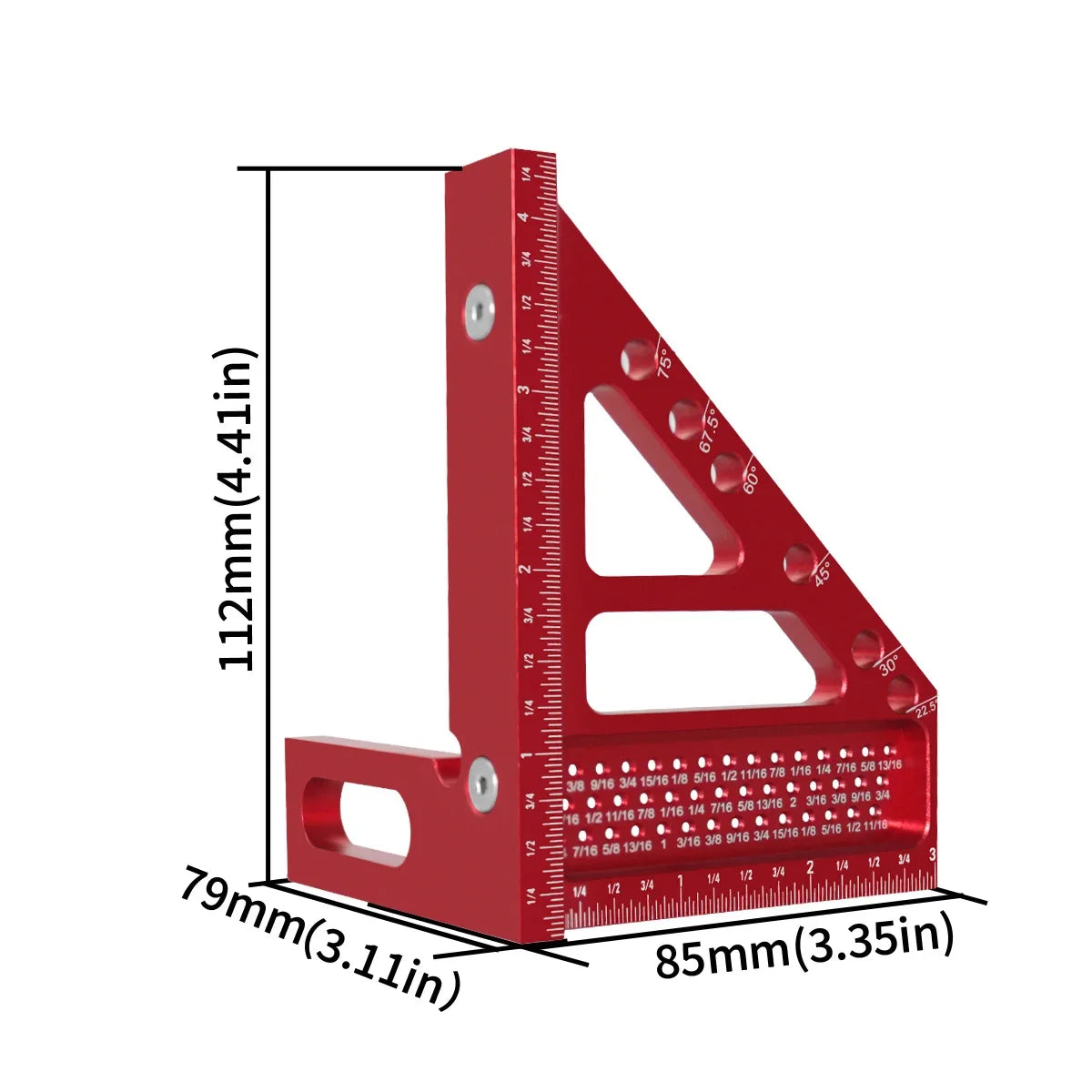 3D Multi-Angle Metric/Inch Measuring Ruler, 45/90 Degree Aluminum Alloy Square Protractor, High Precision Layout Measuring Tool - Shoppiline