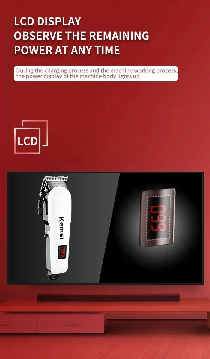 Kemei Hair Clipper Km-809A Km-2299 Km-2024 UBS Rechargeable Cordless Beard Trimmer Powerful Electric Hair Clippers for Men