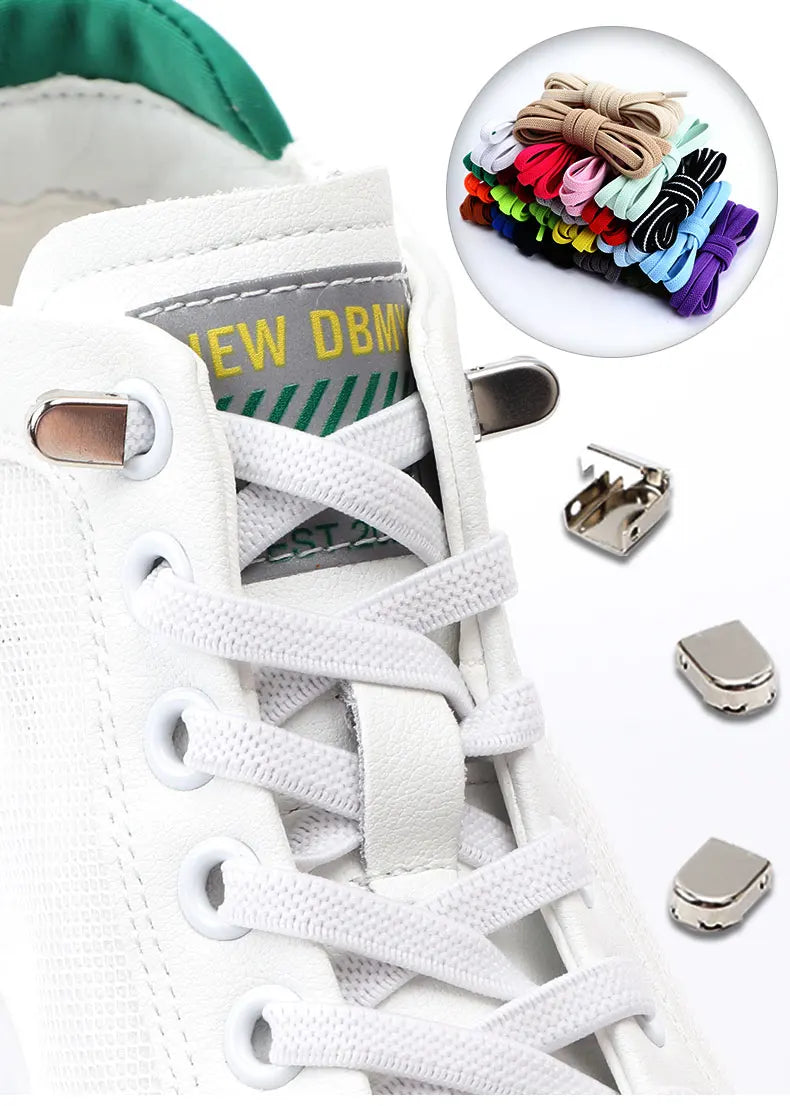 1 Paar Schnürsenkel ohne Binden, Metallschnallen, elastisch für Sneaker, Einheitsgröße für Erwachsene und Kinder, Schnell-Schnürsenkel, Lazy Sport Gummischnürsenkel