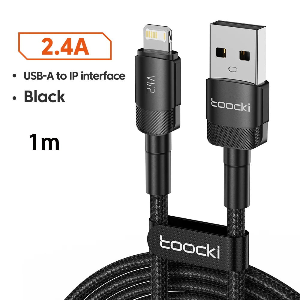 Toocki USB iPhone Cable 2Pack Aluminum Fast Charging Charger USB to iP Cable for iPhone 14 13 12 Pro Max X 8 Plus iPad Data Cord