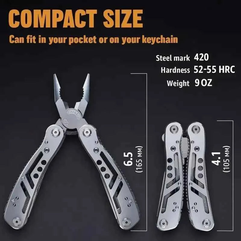 Compact Pocket Multitool with 420 Steel Pliers Essential EDC Gear for Camping, Hunting First Aid Repairs