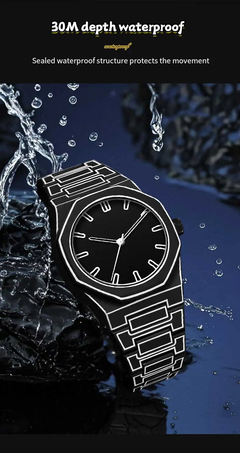 2025 Neue kreative Herren-Silikonuhr VA VA VOOM Marke Quarzuhrwerk Kreative Linien Freizeit Outdoor Sport Schwarz Armbanduhren