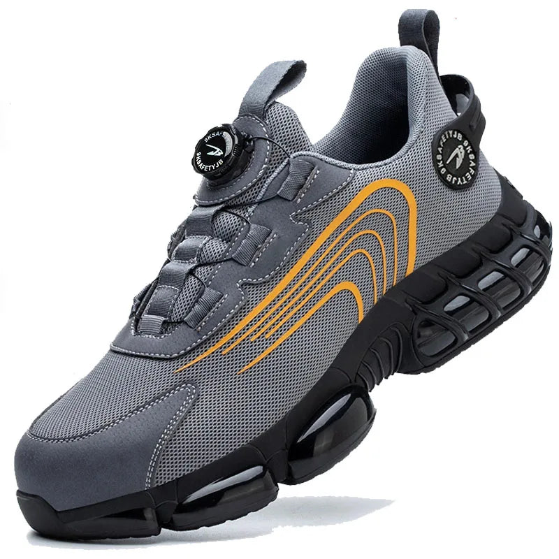 Rotary Buckle Work Safety Shoes For Men and Women Air Soft Sole Lightweight Protective Work Sneakers Men Breathable Boots - Shoppiline
