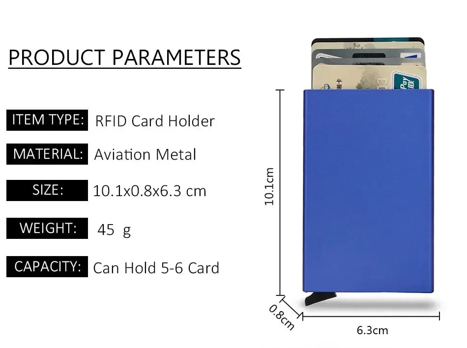 Small and Practical Pop Up Minimalist Smart Wallet Thin Slim RFID Credit Card Holder for Men Women Metal Purse Mini Wallets