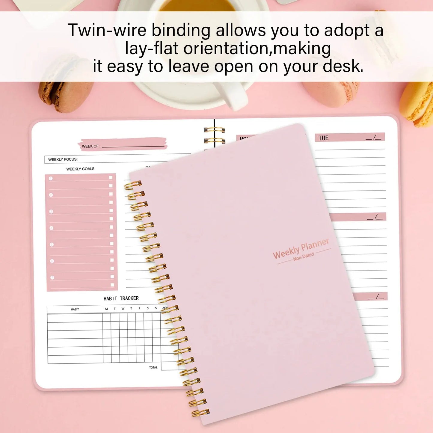 Clearance_Spiral Undated A5 Weekly Notebook Planner Agenda, Ntationery Office School Supplies, Record Daily Plan to Achieve_Cont