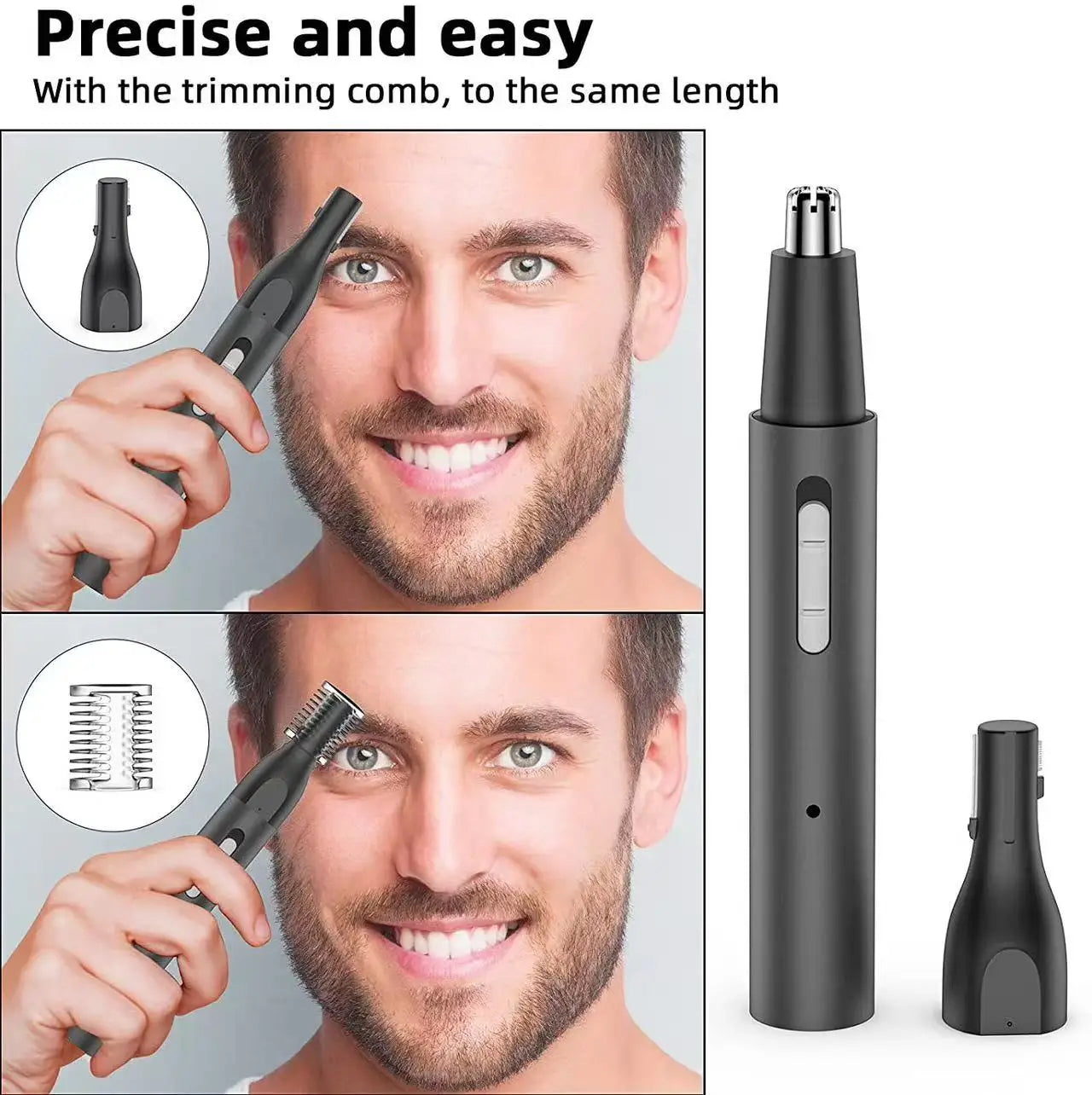 Three-in-One Electric Nose Hair Trimmer Aluminum Body USB Rechargeable Eyebrow Razor Portable Hair Remover for Cross-Border Use