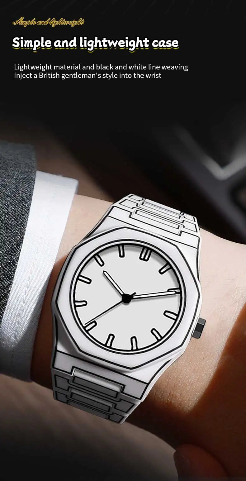 2025 Neue kreative Herren-Silikonuhr VA VA VOOM Marke Quarzuhrwerk Kreative Linien Freizeit Outdoor Sport Schwarz Armbanduhren