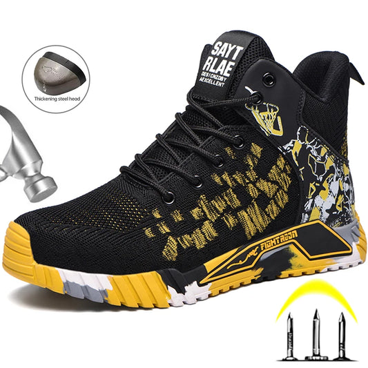 Work Safety Boots Men Work Shoes Steel Toe Safety Shoes Men lightweight Indestructible Boots Anti-puncture Work Sneakers Male - Shoppiline
