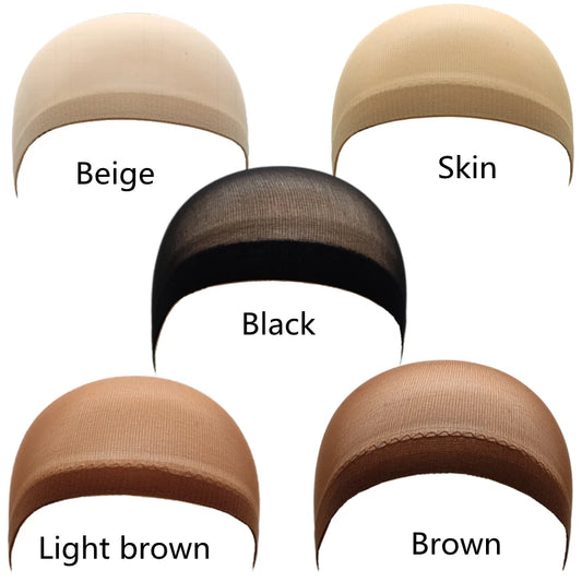 2pcs Top Stocking Wig Cap Hair Net For Weave Hair Wig Nets Black/Brown/Skin/Beige Stretch Mesh Wig Cap For Making Wigs Free Size
