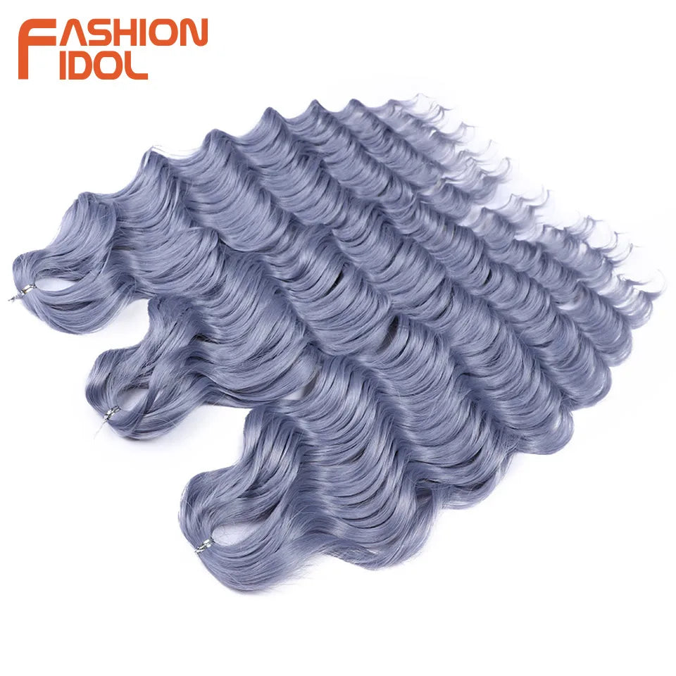 Anna Hair Extensions synthétiques de tresses Loose Deep Wave 24 pouces, cheveux tressés ondulés, cheveux bouclés torsadés au crochet Ombré Blond