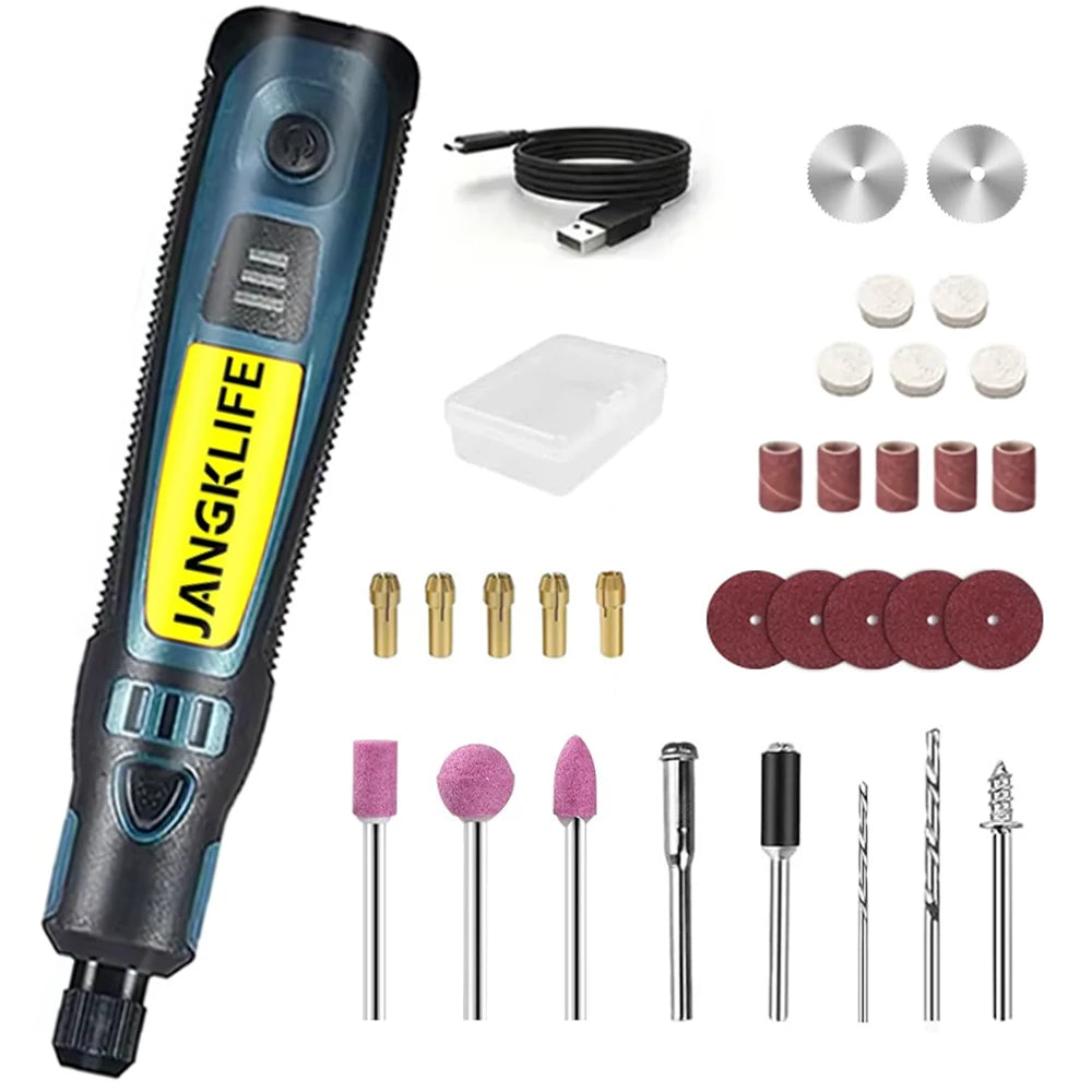JANGKLIFE USB Cordless Rotary Tool Kit Woodworking Engraving Pen DIY For Jewelry Metal Glass Mini Wireless Drill - Shoppiline