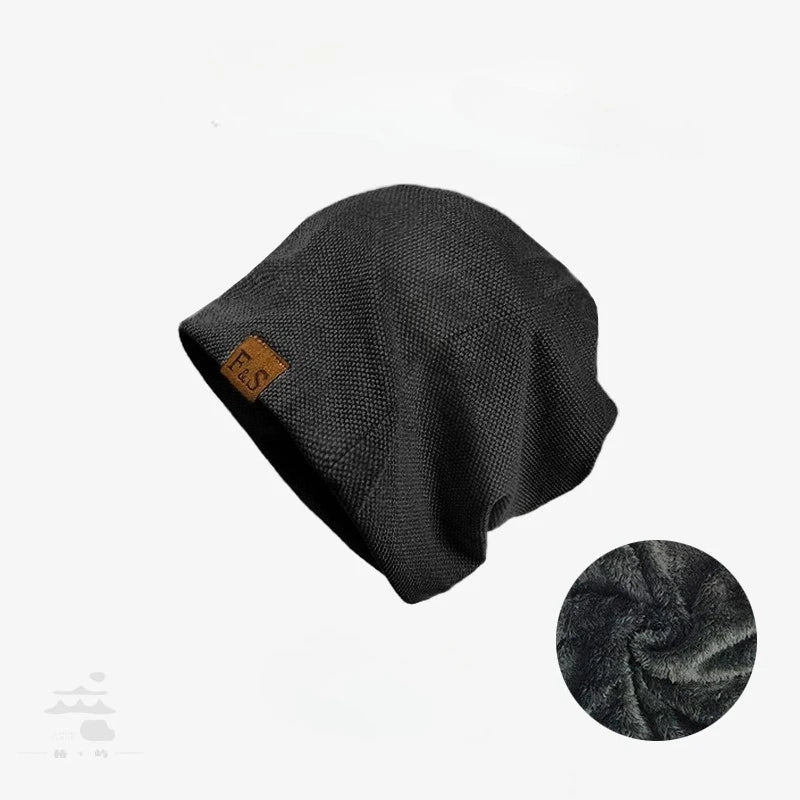 Pile pile hat, casual knitted hat, spring and autumn winter velvet addition, men's and women's outdoor Baotou pullover hat