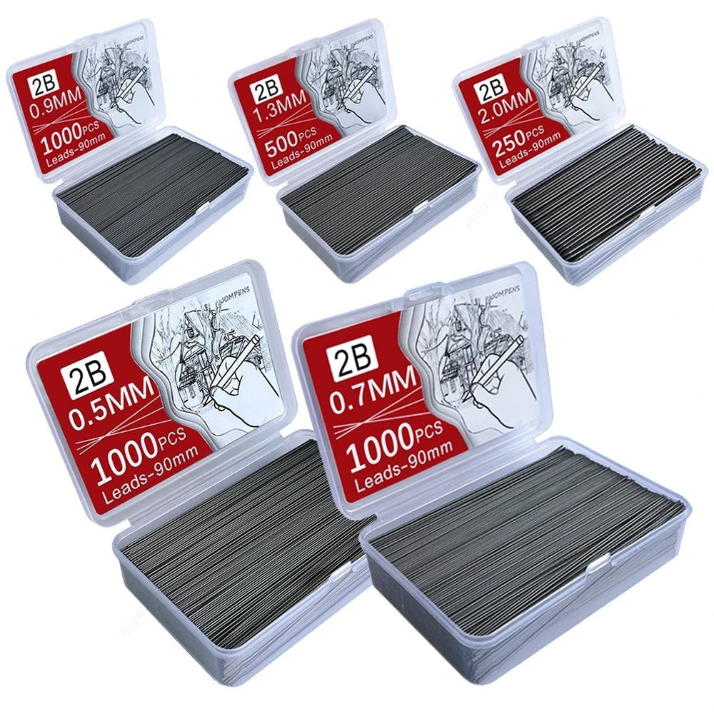1000/250 Mines de Crayon, 0.5/0.7/0.9/1.3/2.0 mm HB, Mines de Crayon Mécanique Résistantes à la Casse, Fournitures de Bureau et Scolaires