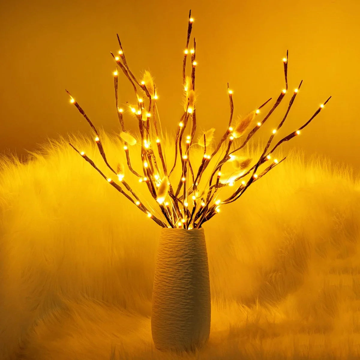 HOMEFISH 1 PC White Birch Branch LED Festive Lights Battery Operated for Christmas Party Wedding Outdoor Decoration Twig Lights